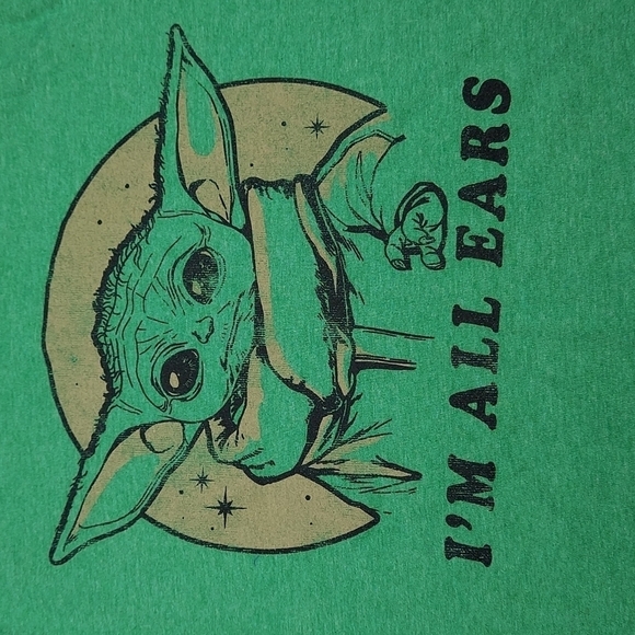Star Wars Graphic T-Shirt Size  Medium / Baby Yoda I'm All Ears Green - Picture 2 of 7